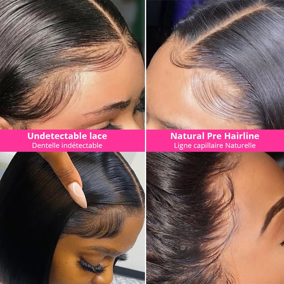 Bob Wig Human Hair 100% Straight Lace Front Wigs Brazilian Pre Plucked 13x4 Transparent Lace Frontal Short Wigs For Black Women