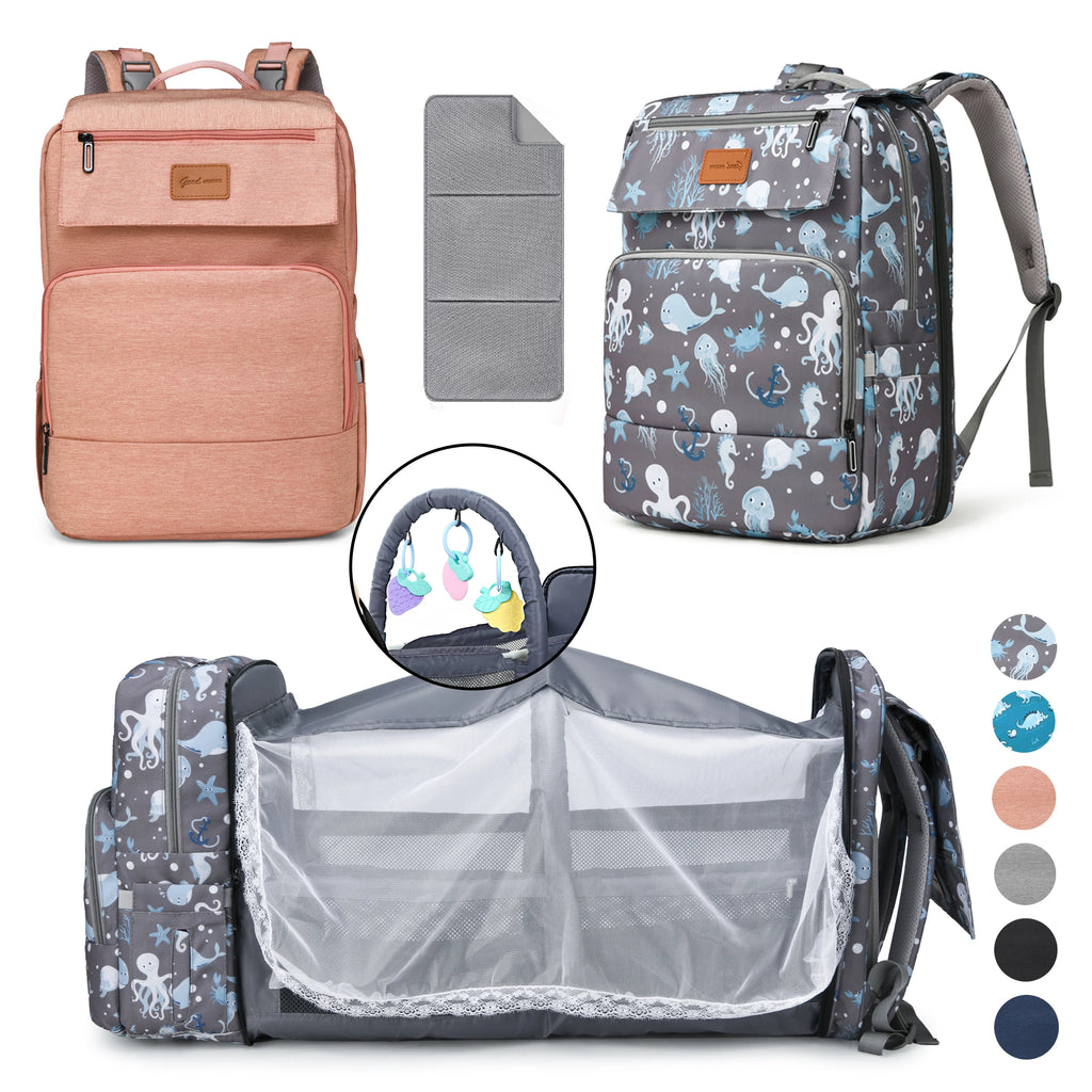Diaper Bag Backpack, Diaper Changing Station, Multi-Functional Mom Travel Baby Diaper Bag, Large Capacity Diaper Backpack